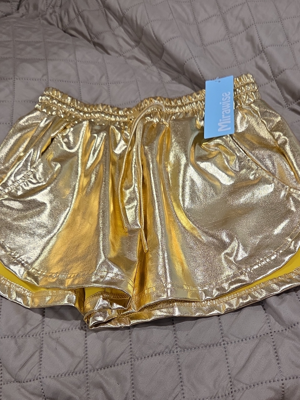 Women's Metallic Gold Shorts